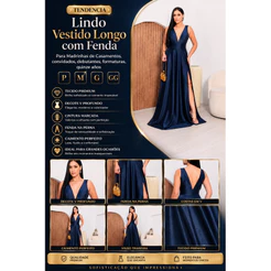 TENDENCIA lindo Vestido Longo com Fenda, Para Madrinhas de Casamentos, convidados, debutantes, formaturas, quinze anos,