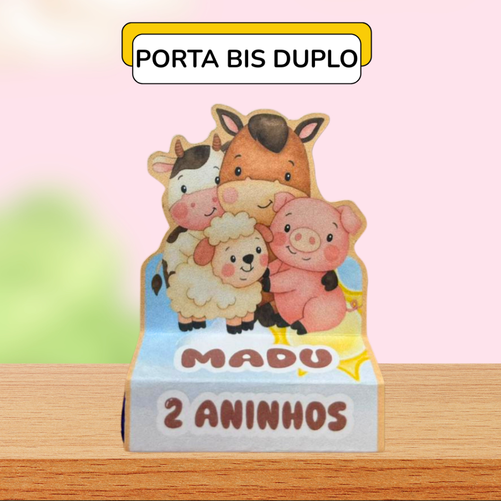 Kit Porta Bis Duplo Personalizado Festa Fazendinha Aquarela - Lembrancinha Decoração Aniversário