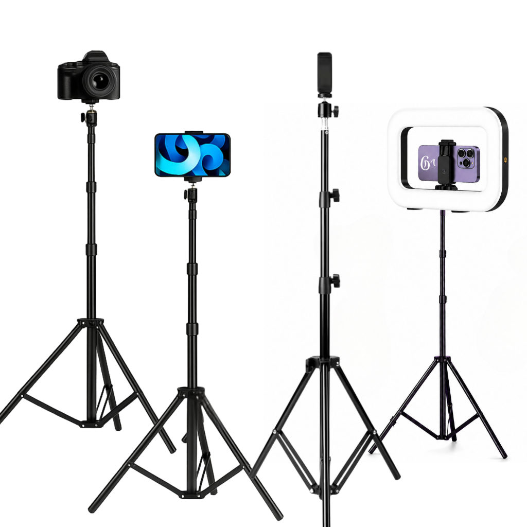 Tripé Profissional 180 cm Ajustável Alumínio + Suporte Celular – Estável e Portátil p/ Criadores