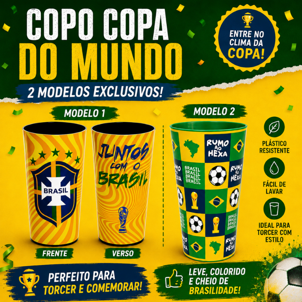 Kit 15 - Torcida Brasil - Copo Ecológico 500ml
