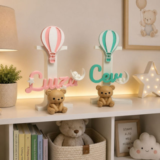 Letreiro Nome Personalizado Decorativo Infantil de Mesa ou Estante Aniversário Chá de Bebê  Batizado Infantil