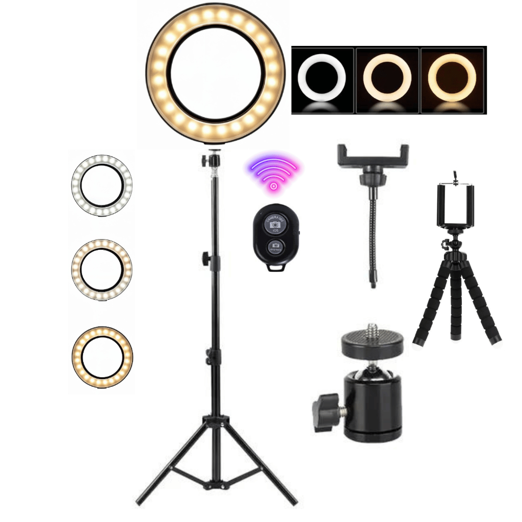 Kit Youtuber Tripé Celular Ring Light + Mini Tripé Flexível