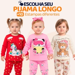 Pijama Infantil Bebe Menina Manga Longa Escolha Seu Modelo, Estampas Fofas e Conforto Infantil Feminino Frio Inverno l03