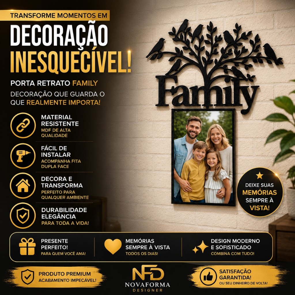 PORTA RETRATO ÁRVORE DA FAMÍLIA QUADRO DECORATIVO PAREDE PORTA FOTO PLA SUPER RESISTENTE  PRESENTE FAMÍLIA