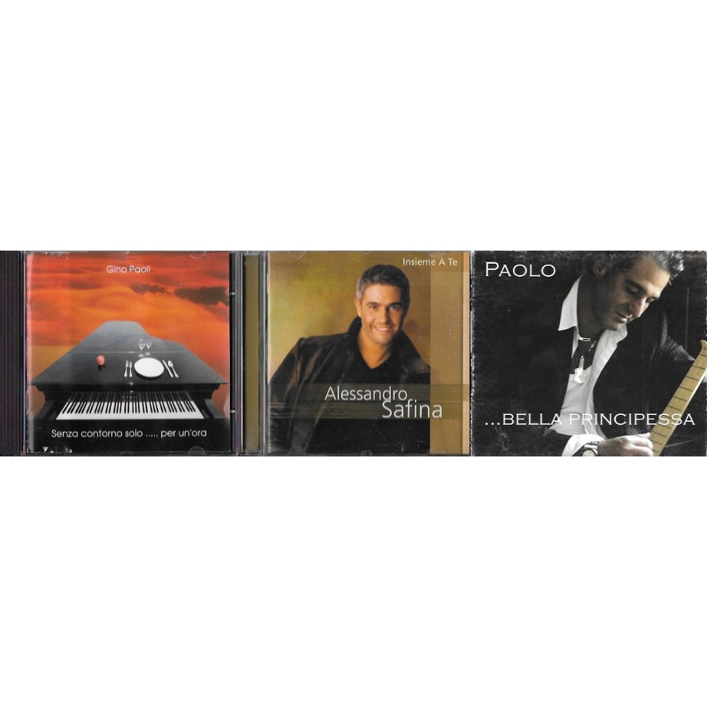 Kit de 3 CDs italianos: Gino Paoli — Senza contorno solo… + Alessandro Safina — Insieme a Te + Paolo