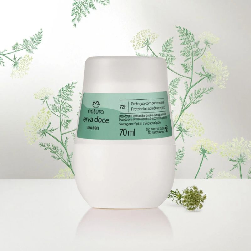 Desodorante Antitranspirante Roll-on Natura Erva Doce 70ml - Protecao e Cuidado