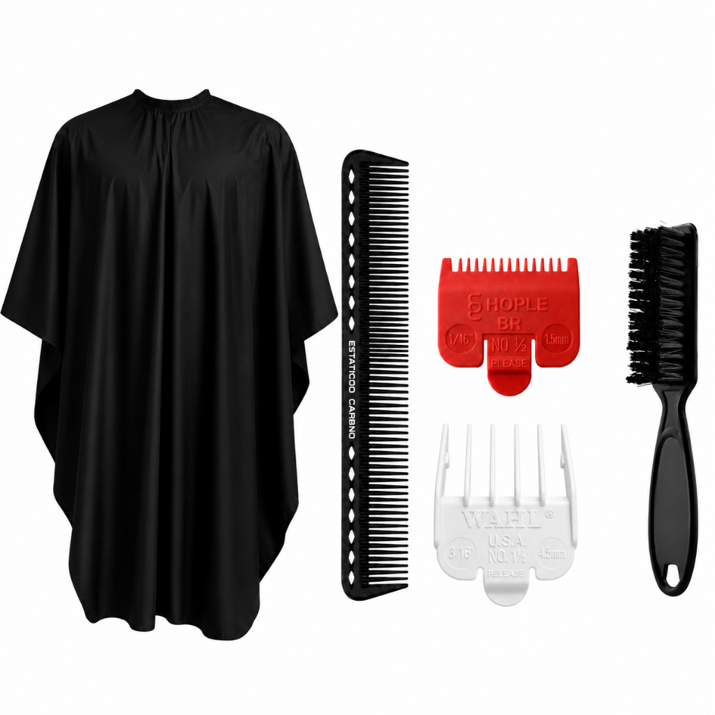 Kit Barbearia Profissional Completo Capa Corte Pente carbono  Escova Acessórios Barbeiro