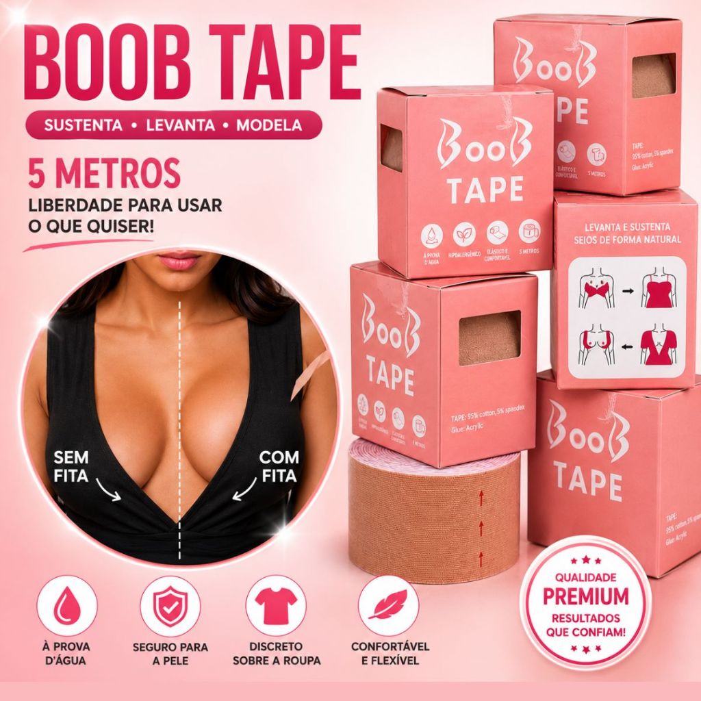 Sutiã Rolo Adesivo Levanta Peito Fita Boob Tape Invisivel Para Levantar Os Seios Mama 5cmx5m