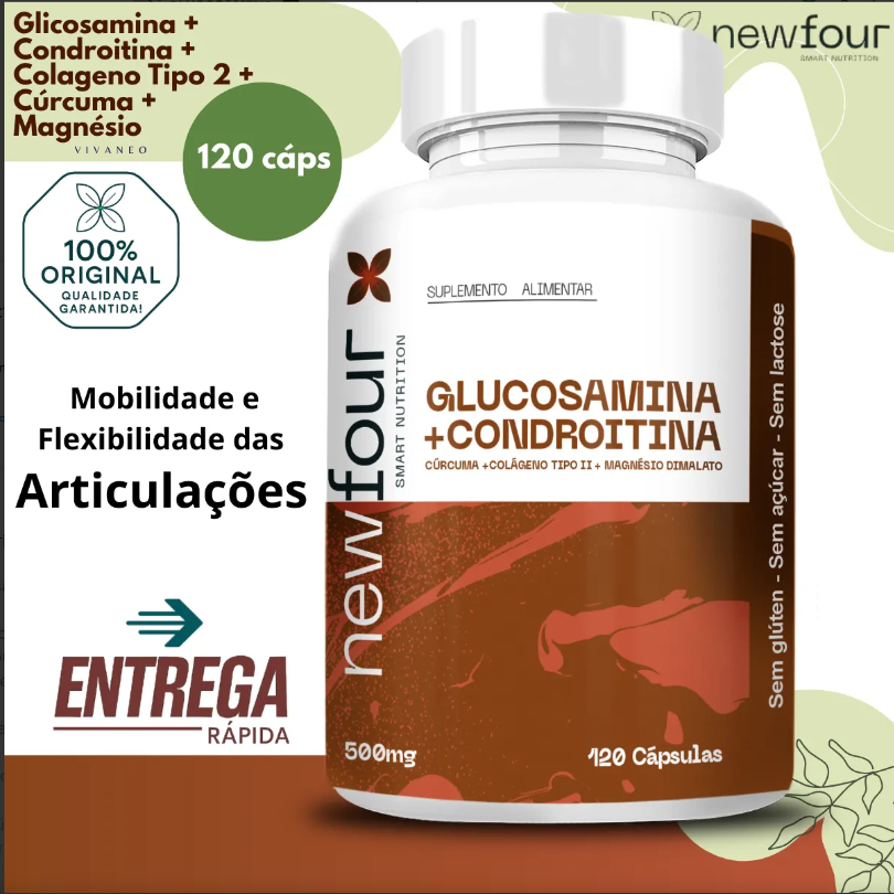 Glucosamina + Condroitina 120 Cápsulas 500mg New Four