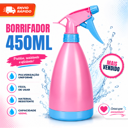Pulverizador Spray 450ml Colorido – Borrifador Plástico Multiuso CASA- COZINHA- BANHEIRO - CABELO