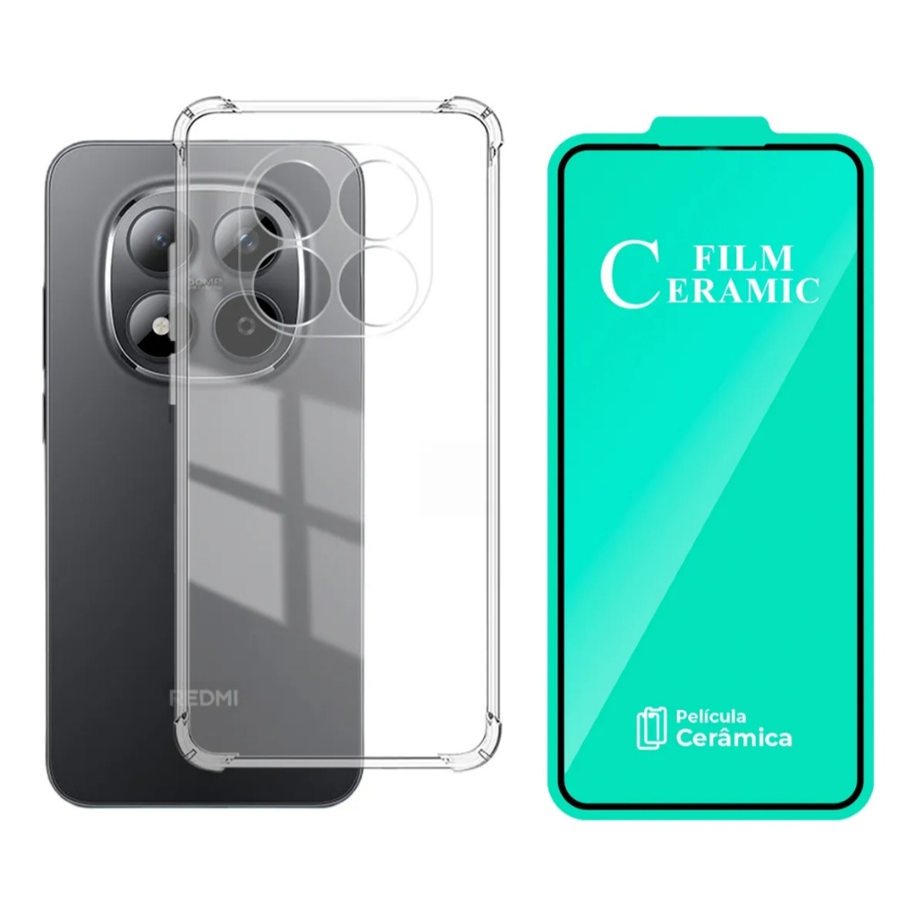 Case Capa Anti-Shock + Pelíc. De Proteção Cerâmica Do Redmi Note 15 Pro 5g