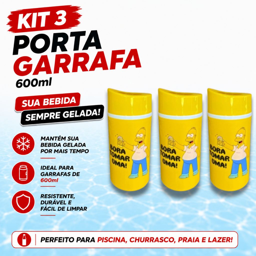 3 Porta Garrafa 600ml Suporte Cerveja Homer Simpson Térmico Personalizados