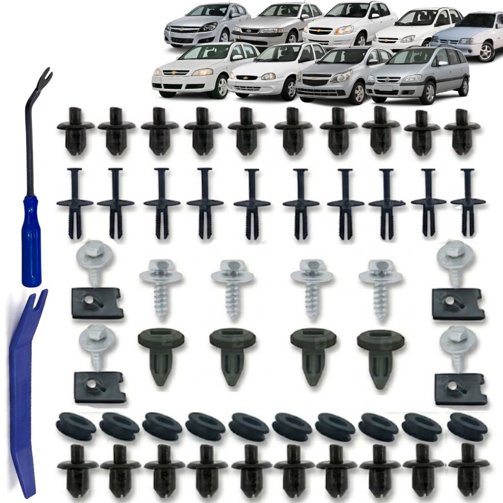 Kit 56 Presilhas Fixação Parachoque e Parabarro Linha Gm Agile Astra Kadett Spin Monza Onix Vectra