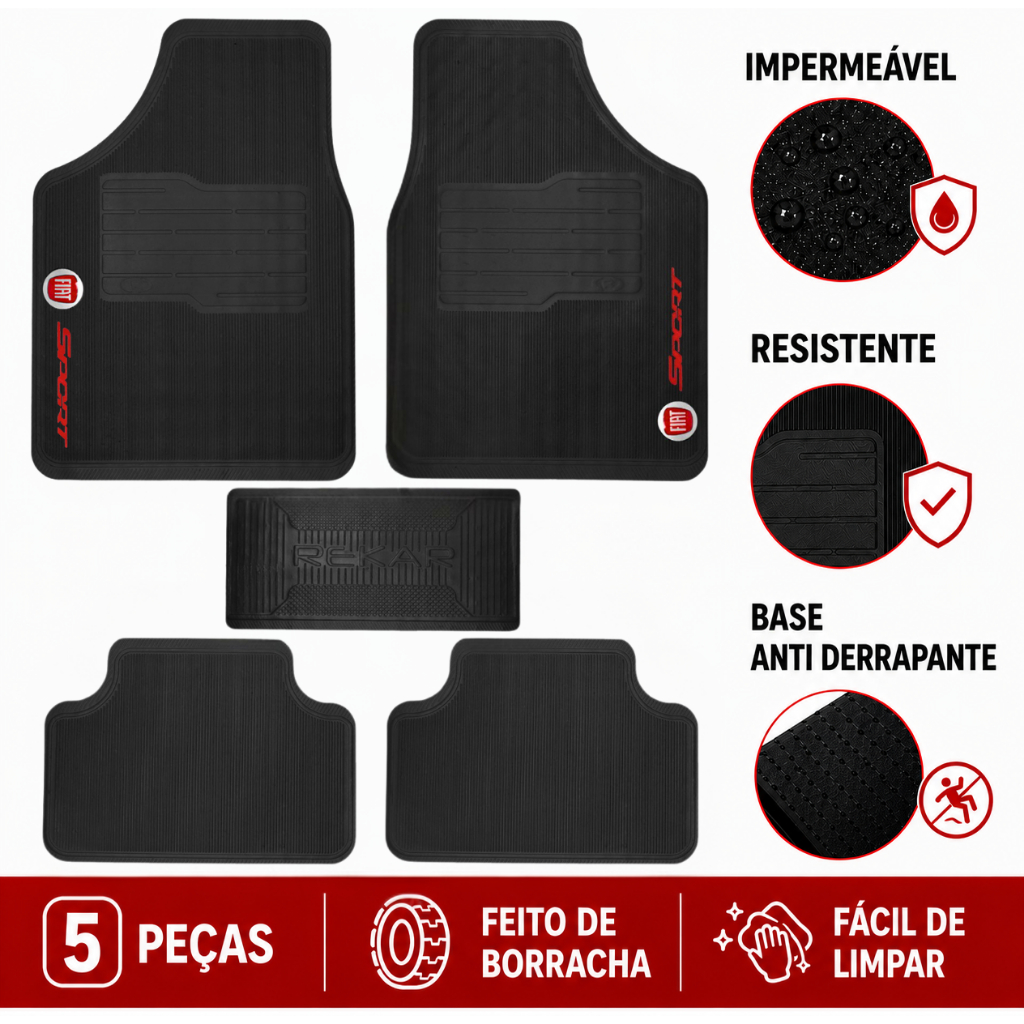 Tapete Borracha Automotivo Fiat Palio Punto Uno Mile Argo