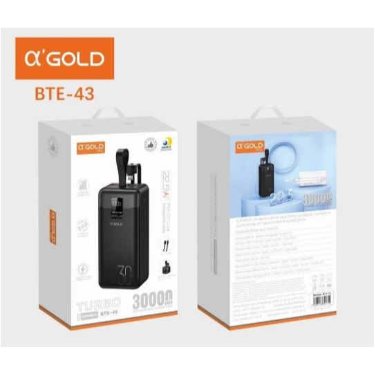 A'gold BTE-43 Power Bank Super Turbo 30000mah Portátil