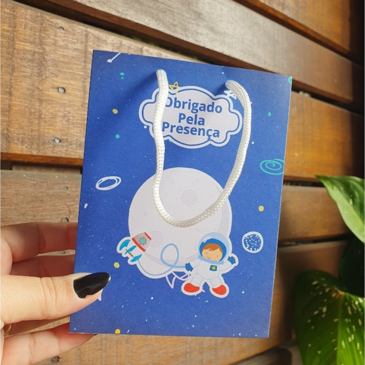 Sacolinha Personalizada P Tema MENINO ASTRONAUTA - PEGUE E MONTE– Lembrancinha Festa Infantil Aniversário PRONTA ENTREGA