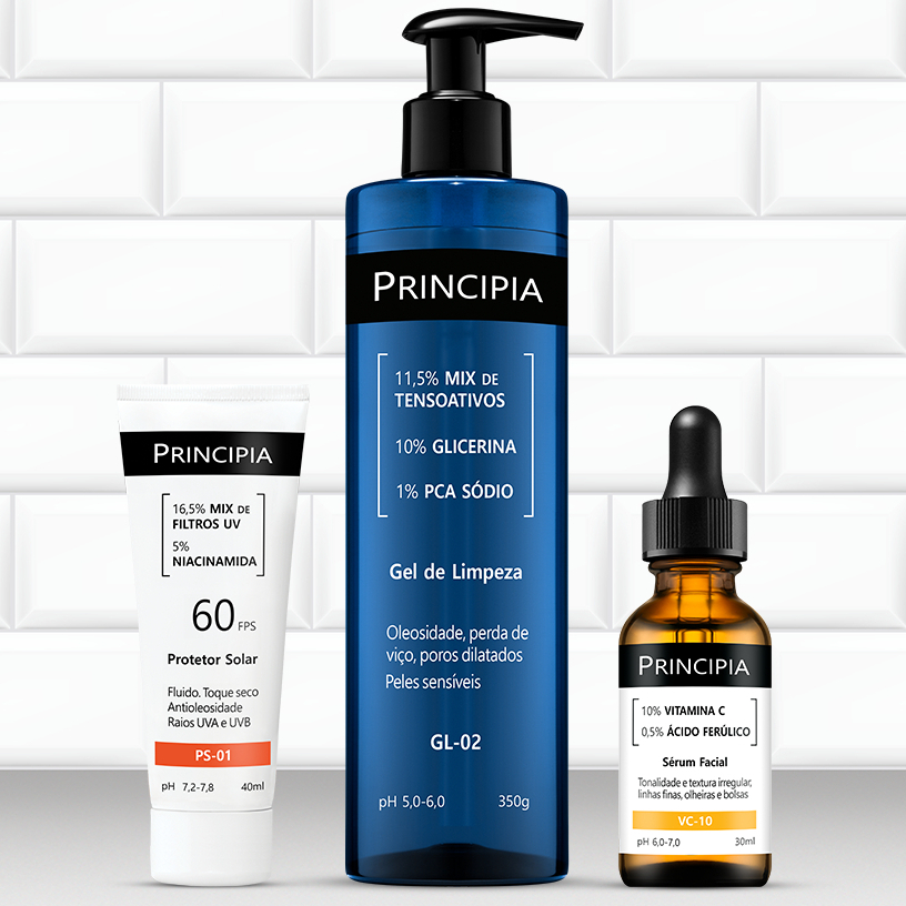 Principia Kit: Sérum Vitamina C-10, Protetor Solar facial