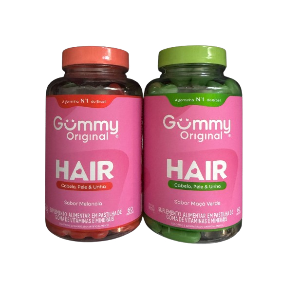 Kit 2 Gummy Hair Vitamin Maçã Verde + Melancia