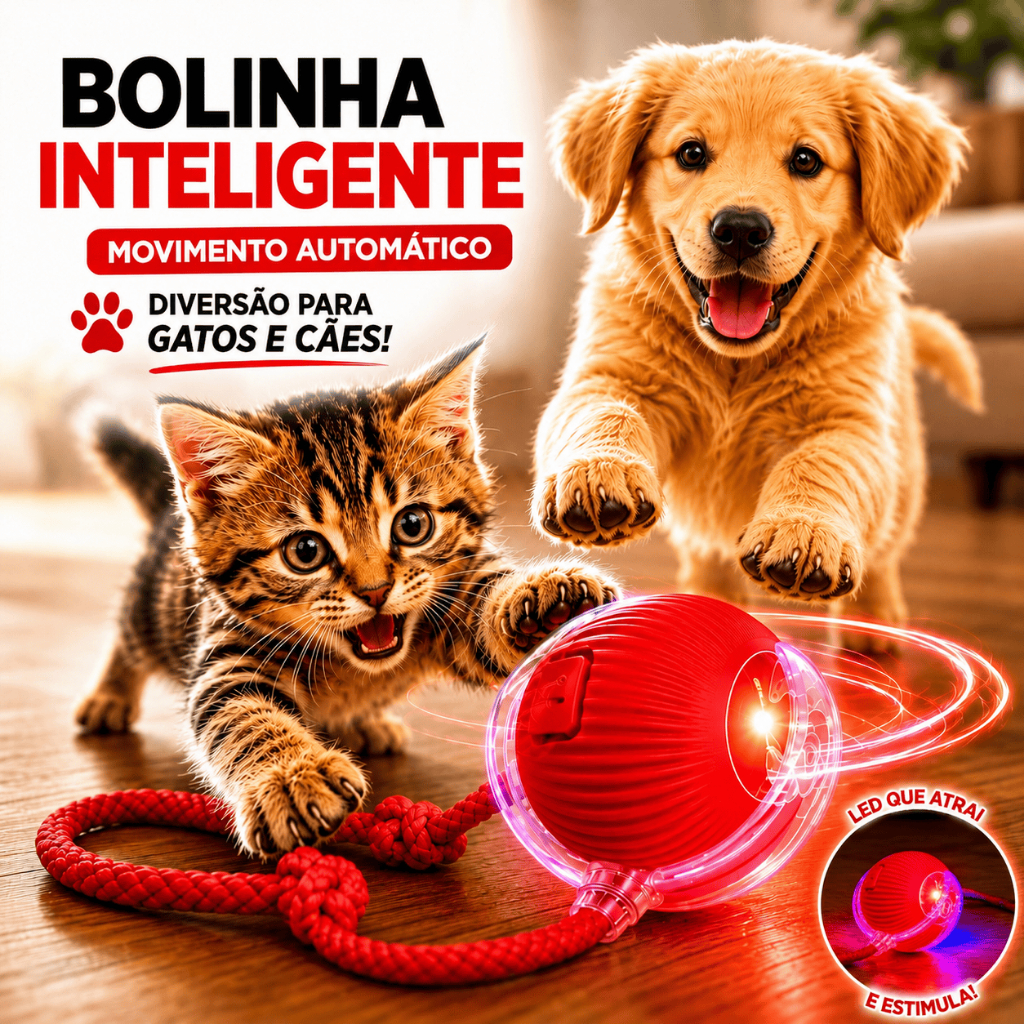 Bola Brinquedo Inteligente para Gato Cachorro Bolinha Interativa Automática Recarregável Anti Stress
