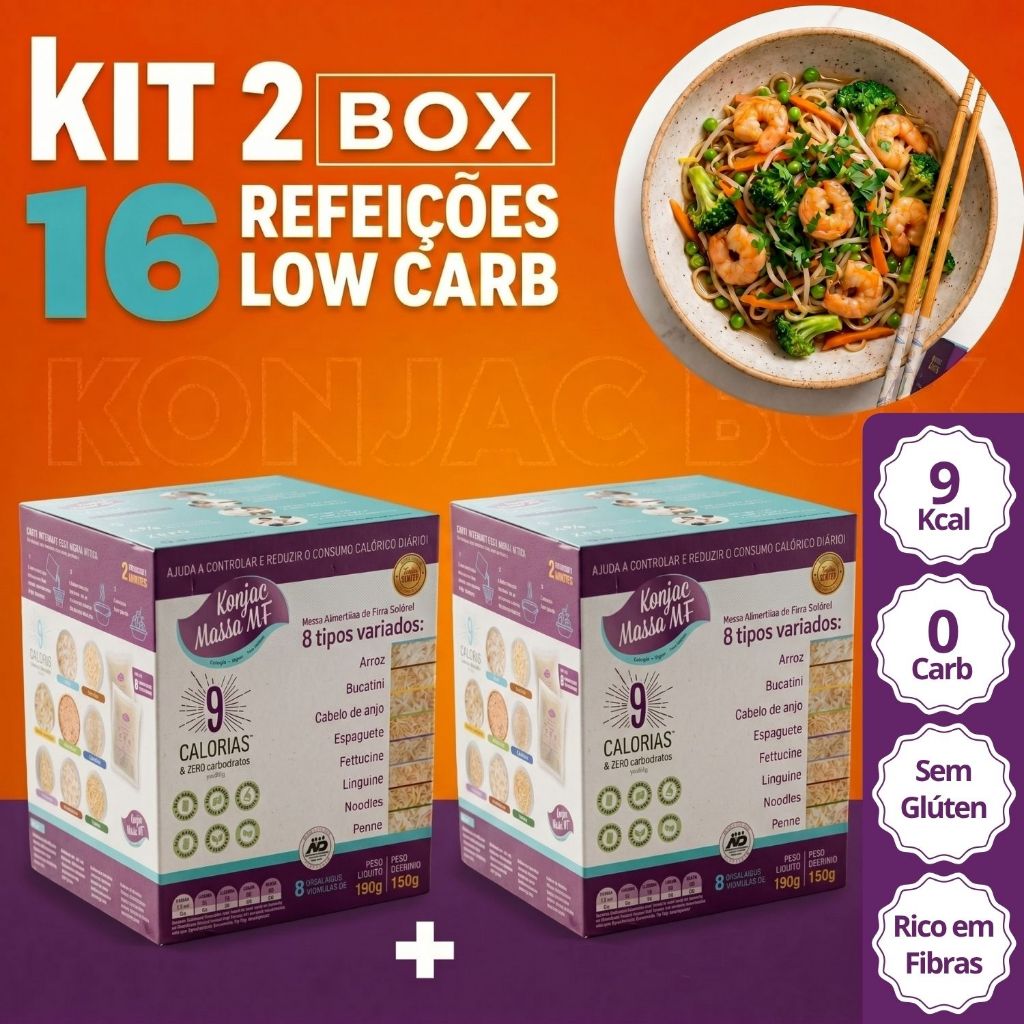 Kit 2 Box Konjac Massa Tipo Macarrão Dieta Especializada Sem Glúten Zero Carb Rende 16 Refeições