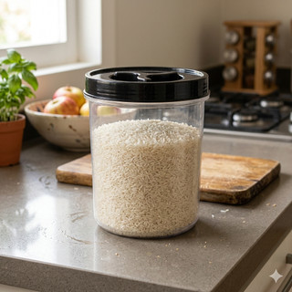 1 Pote Mantimento 6 Litros Tampa Rosca Redondo Transparente Arroz Farinha Feijão Cereais BPA FREE