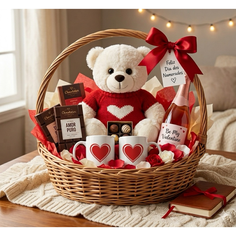 Urso de Pelúcia Amor Dia dos Namorados Coração Fofo Presente  Enfeite Ursinho Namorada Decoração