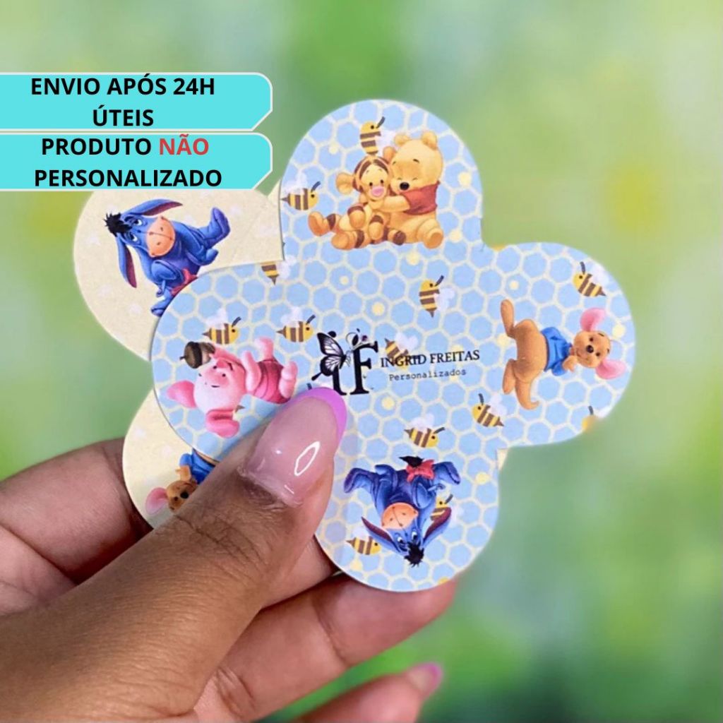 Forminha Personalizada para Docinho Ursinho Pooh Baby Forminha temática para Brigadeiro Pétala festa aniversário