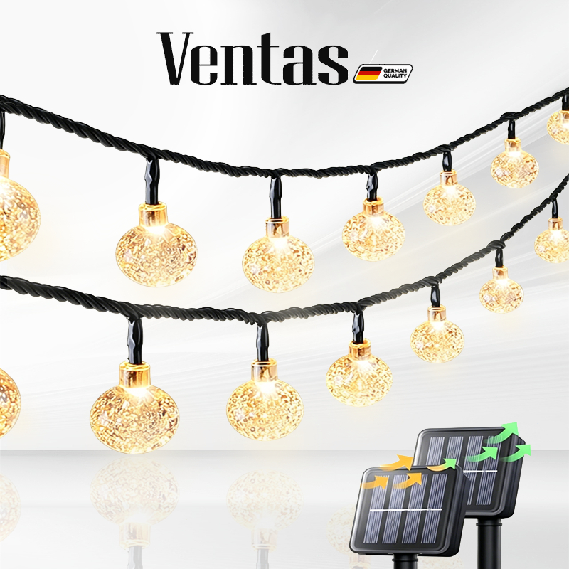 Ventas Varal de Luzes LED Lâmpada Solar 5/7/12M Decoração Natal Externa Jardim Casamento Gambiarra