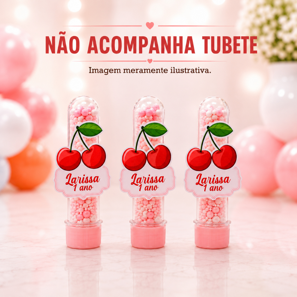 Apliques para Tubetes Personalizado Cereja/Cerejinha - Festa infantil - Lembrancinhas personalizadas