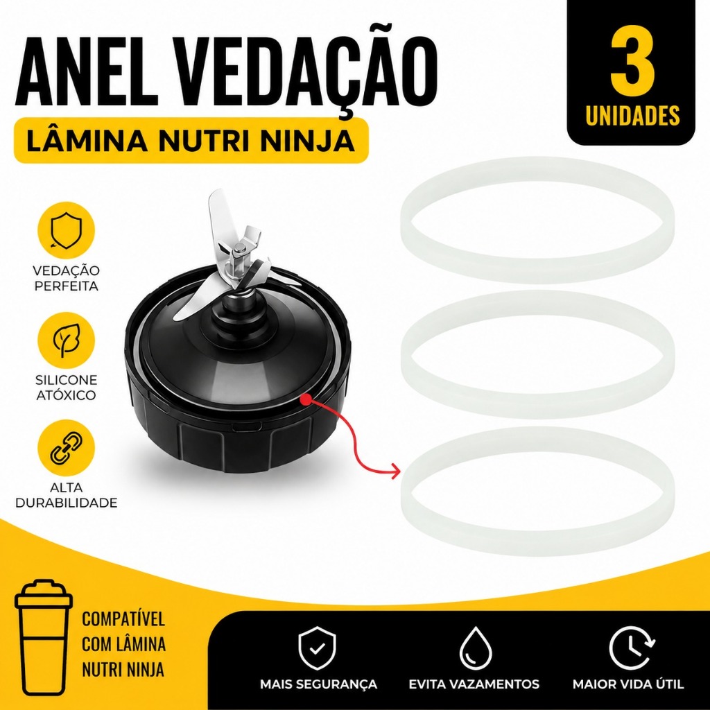 Anéis de Vedação em Silicone Para Liquidificador Nutri Ninja