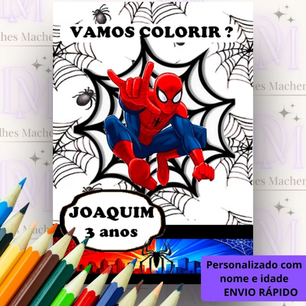 40 Livrinhos de Colorir Personalizado Homem Aranha / Heróis - Lembrancinha de Aniversário