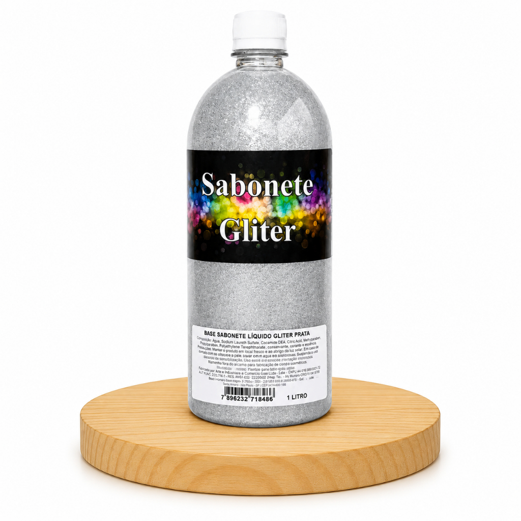 Base Para Sabonete Líquido Neutra com Glitter Prata 1 Litro - Yantra Cosméticos