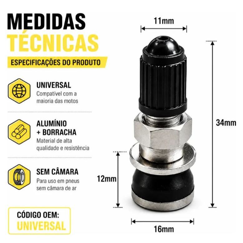 Bico Roda Liga Leve De Moto Para Usar Pneu Sem Câmara De AR KIT 2 — imagem 2 de 2