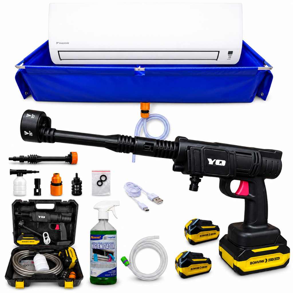 Kit Para Limpeza De Ar Condicionado Split + Bolsa Coletora 9K Á 30K + Lavadora Premium 21V