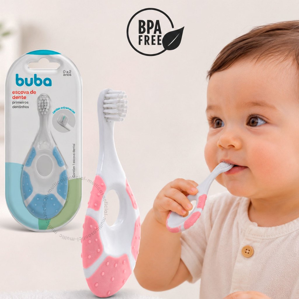 Escova de Dente Primeiros Dentinhos Bebê Buba Extra macia Oval Gengiva Massageador 0 a 2 Anos