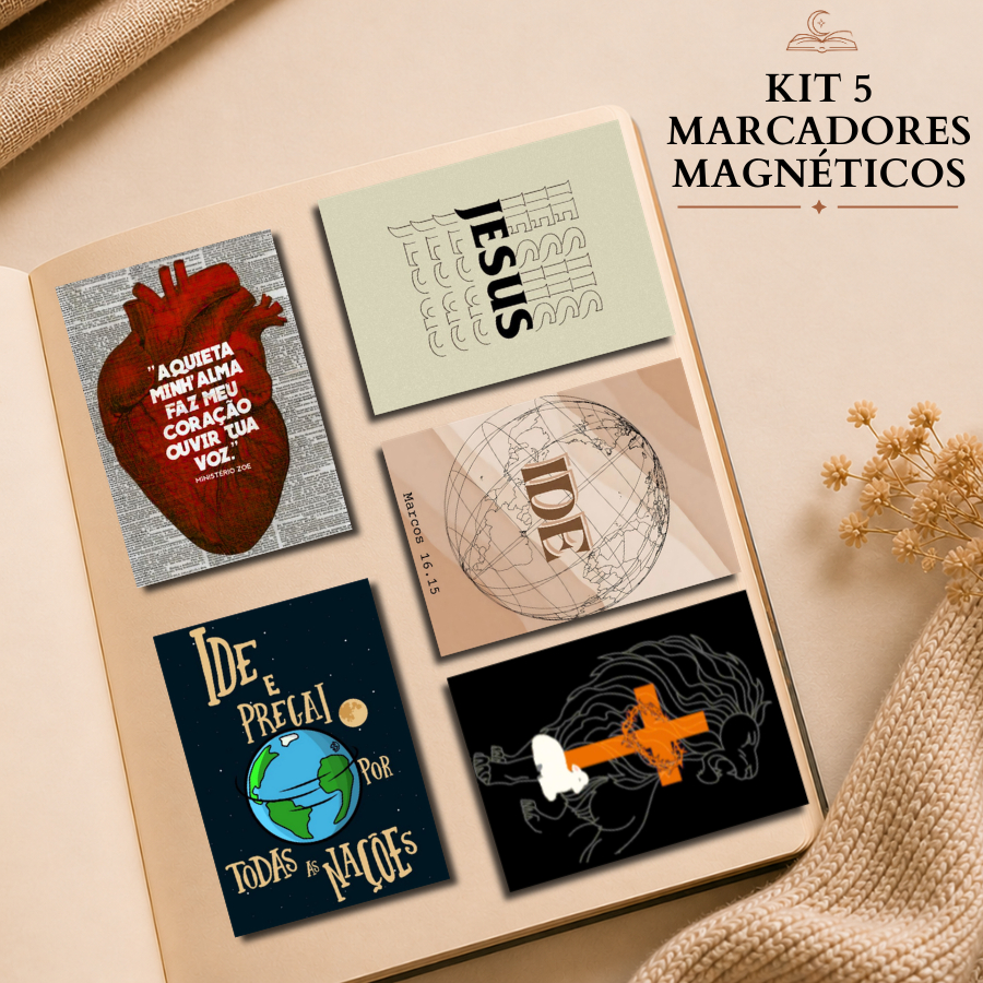 Kit 5 marcadores magnéticos - Bíblico I
