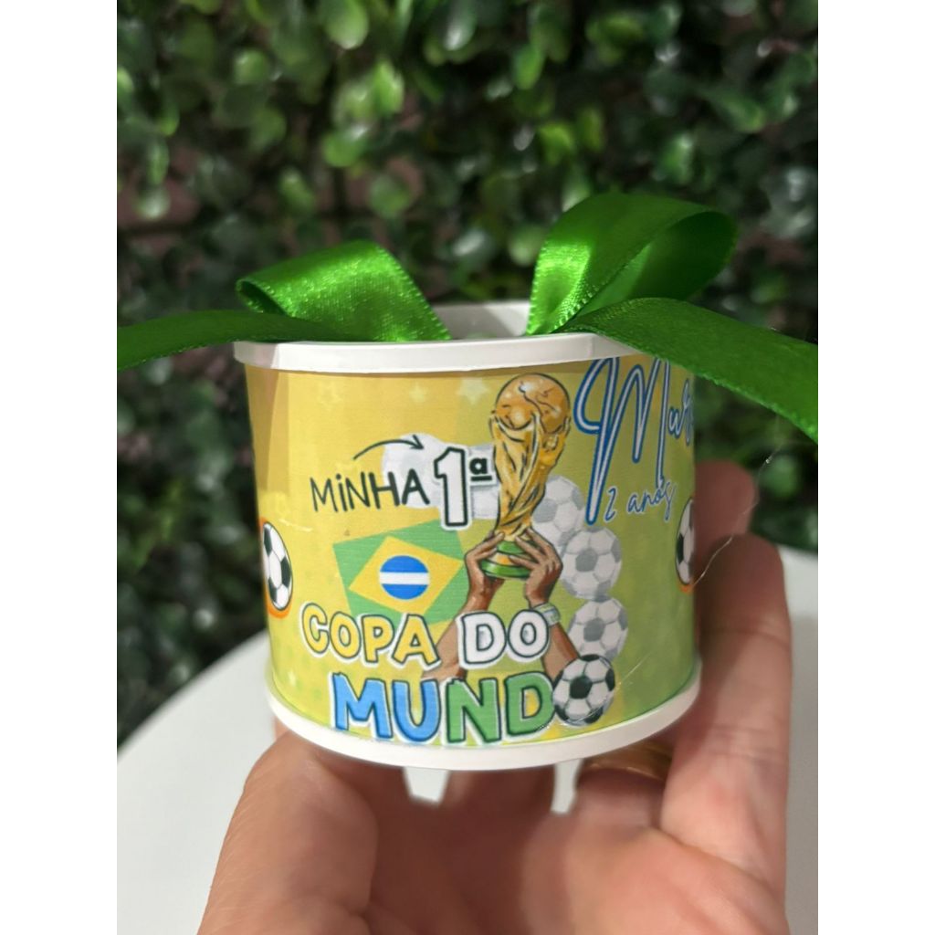 🎉 Tubolata Brasil Futebol 5x6 cm lembrancinha Personalizada –Festa de aniversário Copa e Aniversário