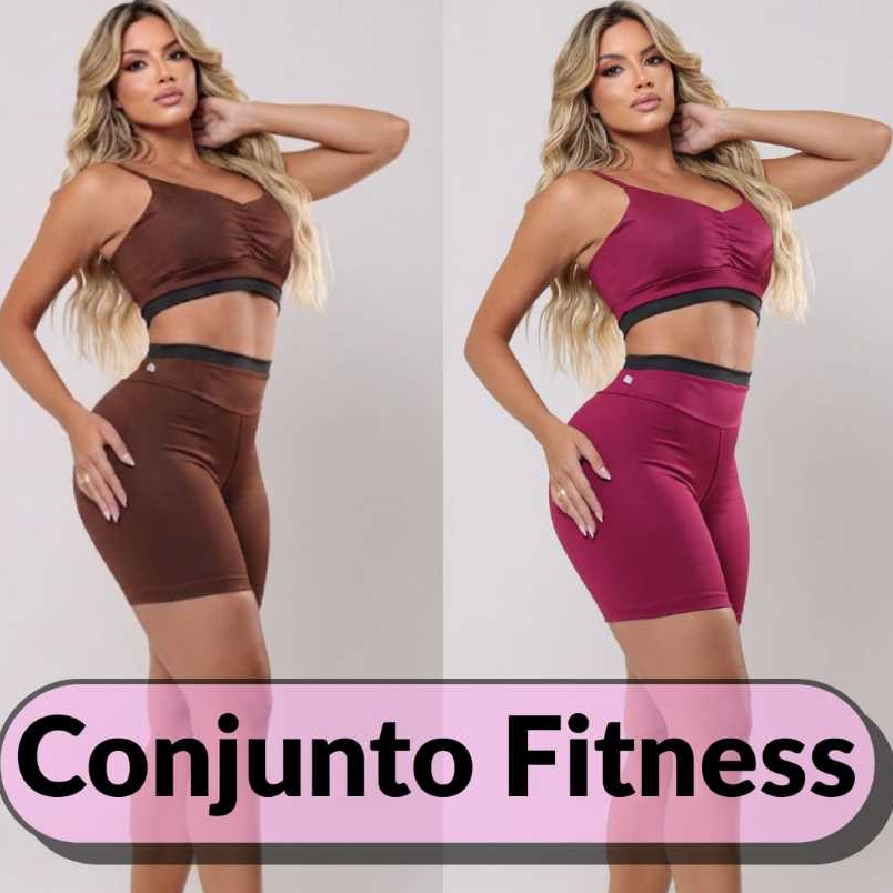 Conjunto Fitness Feminino Short Cintura Alta + Top Suplex Zero Transparência Academia treino corrida