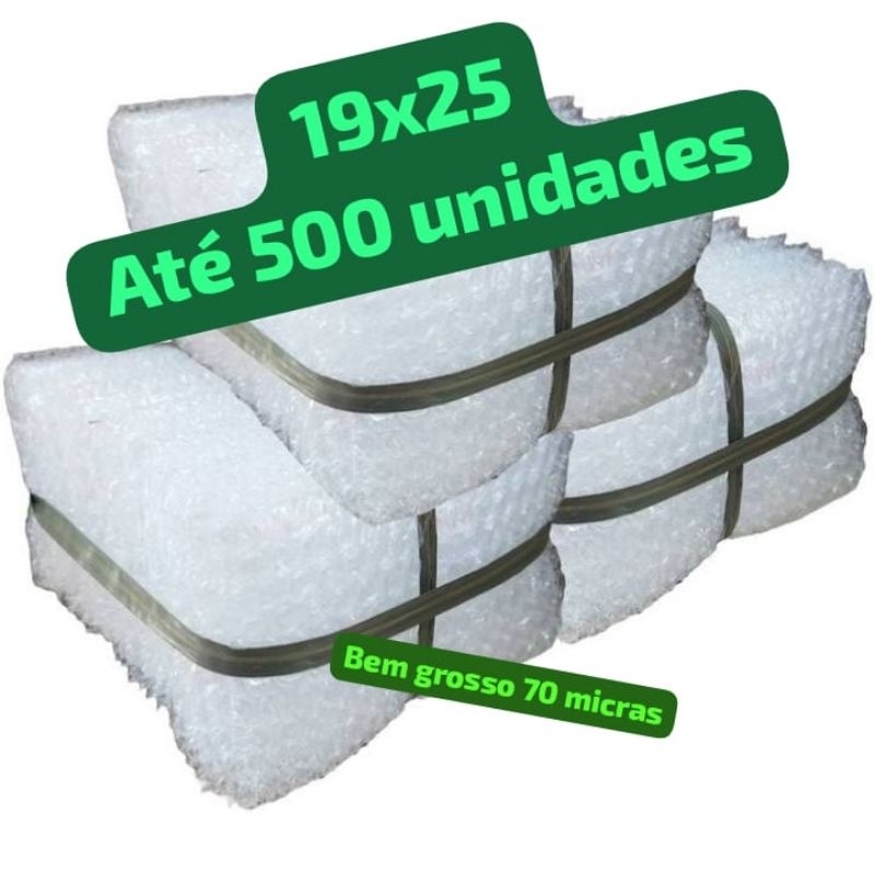 Saco bolha 19x25 bem grosso 70 micras, até 500 unidades.