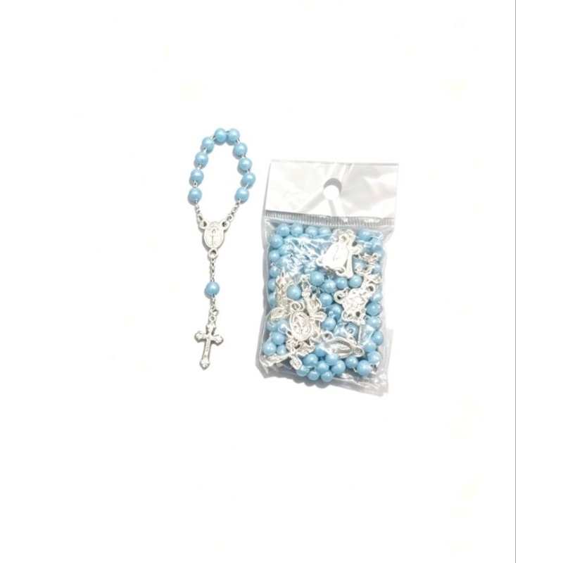 kit pacote com 12 Mini terço dezena azul pra batismo eucaristia crisma maternidade artigo católico lembrancinha presente