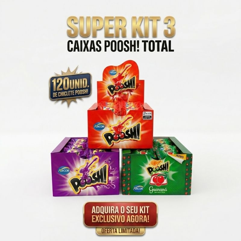 Chiclete Poosh kit 3cxs 120 uni