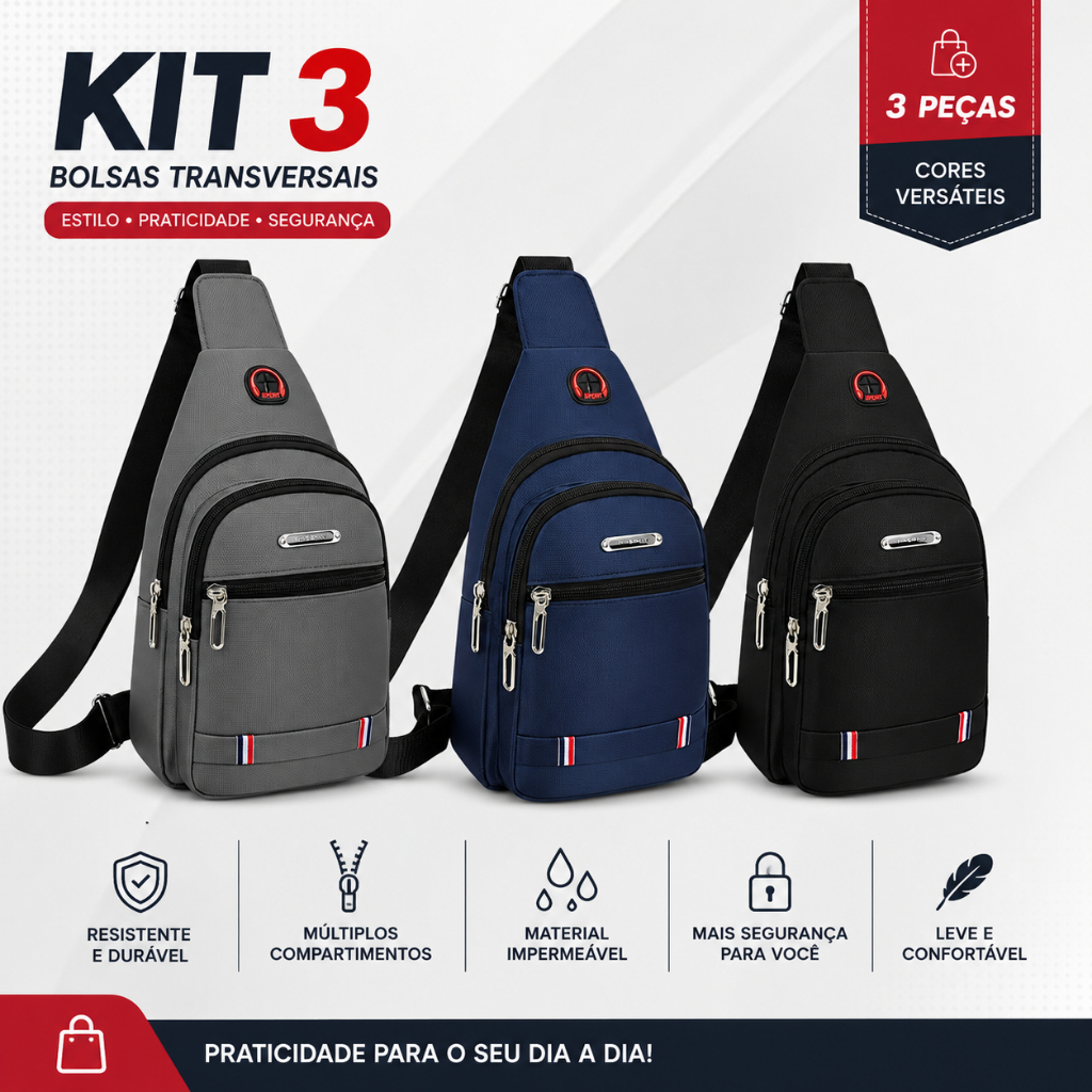 Bolsas Pochet Masculinas Crossbody Impermeável Com USB Segurança