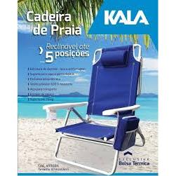 Cadeira de Praia Reclinável com Bolsa Térmica Azul Kala