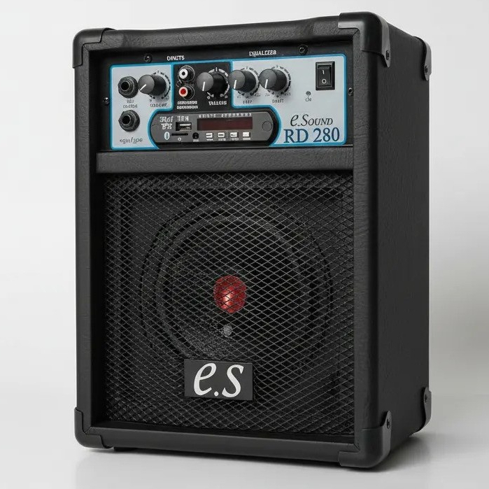 Caixa De Som Amplificada E-sound RD 280 Bluetooth USB SD FM 40W Rms Violão Cavaquinho Mic Guitar