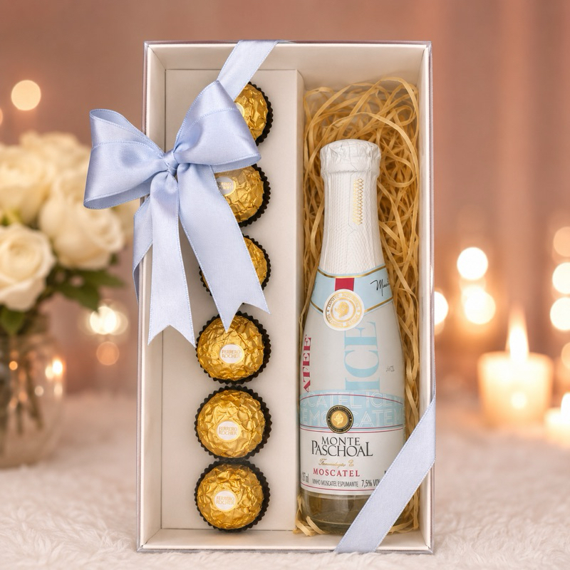 Kit Mini Espumante Branco e Ferrero Rocher