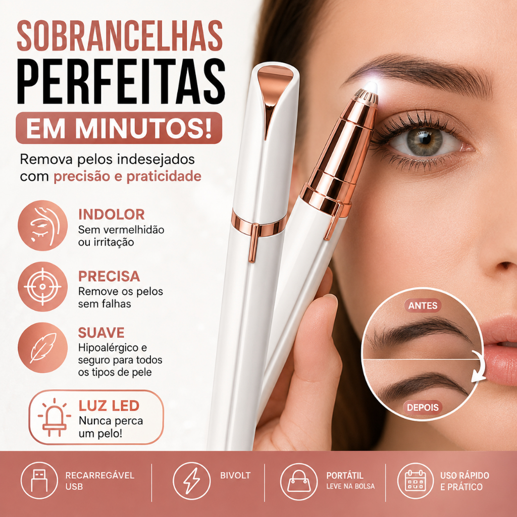Caneta Depilador Sobrancelha Elétrico Super Premium Indolor Recarregavel 110/220v