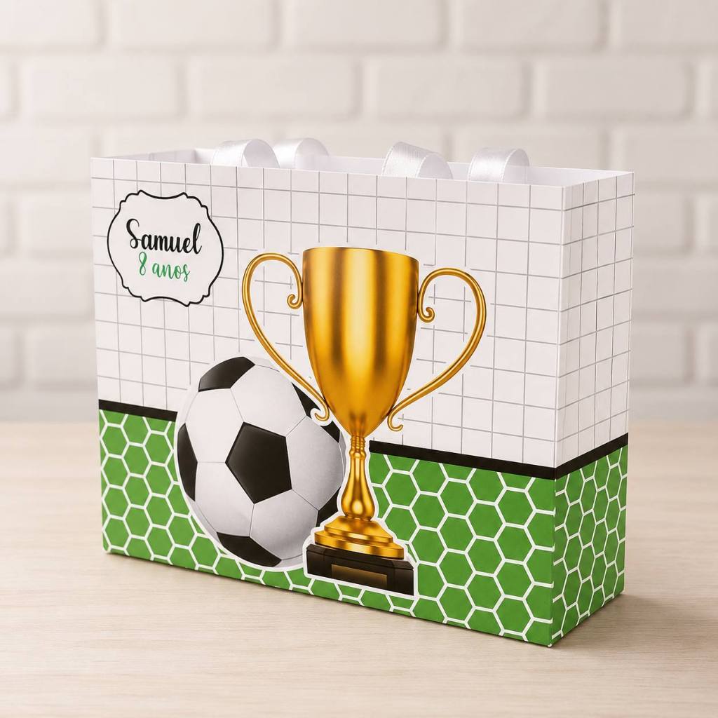 Sacola M Personalizada Futebol menino Lembrancinha Aniversário Infantil Pegue e Monte 14,5x19cm