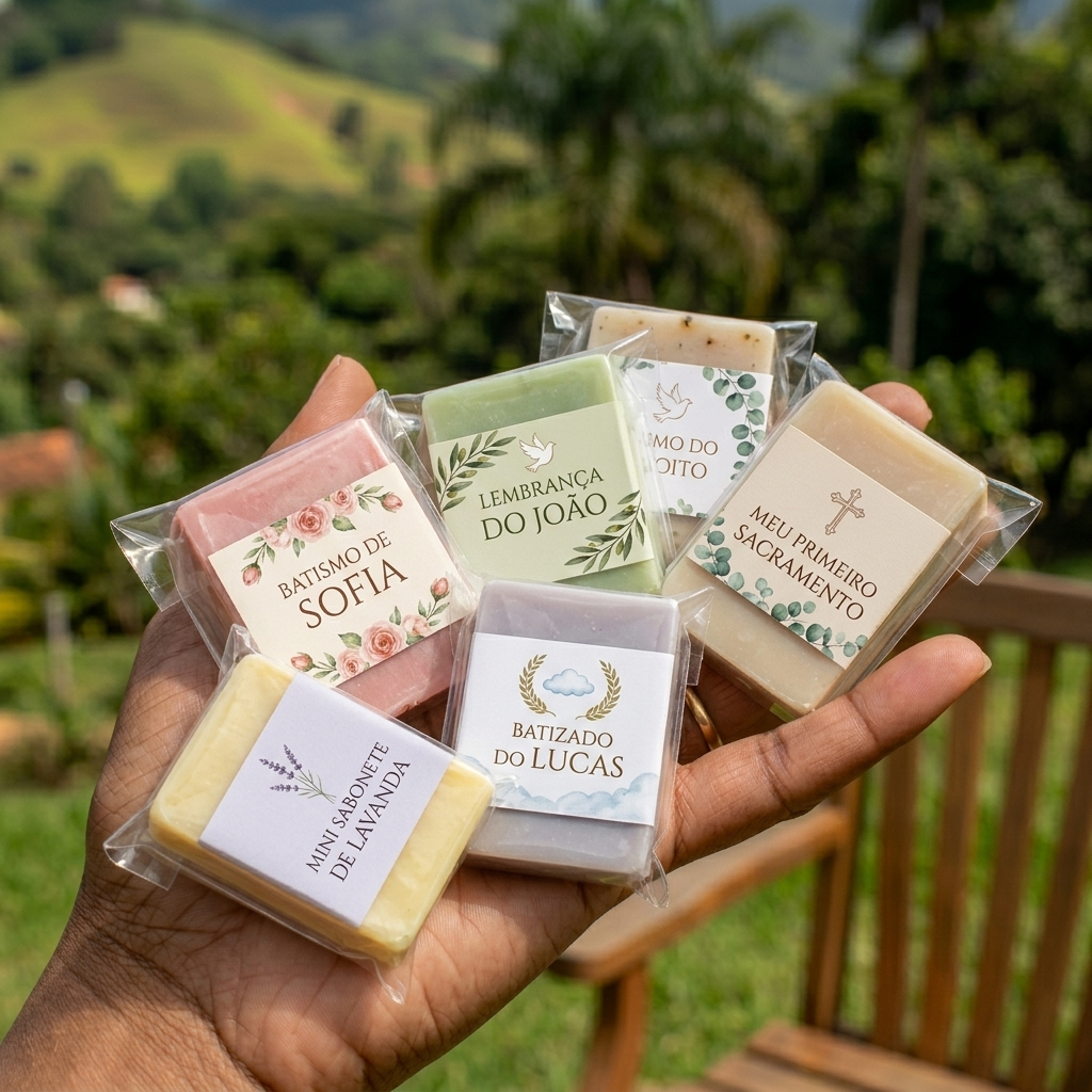 50 Mini sabonete artesanal personalizado lembrancinha chá de bebê cozinha casamento Batismo aniversário hotel pousada