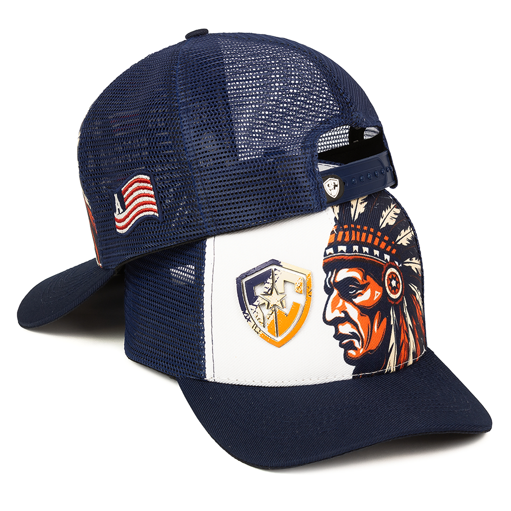 Boné Trucker Estilo Coutry Bordado Apaches Índio Masculino Aba Curva Tela Ajustável Original American Company