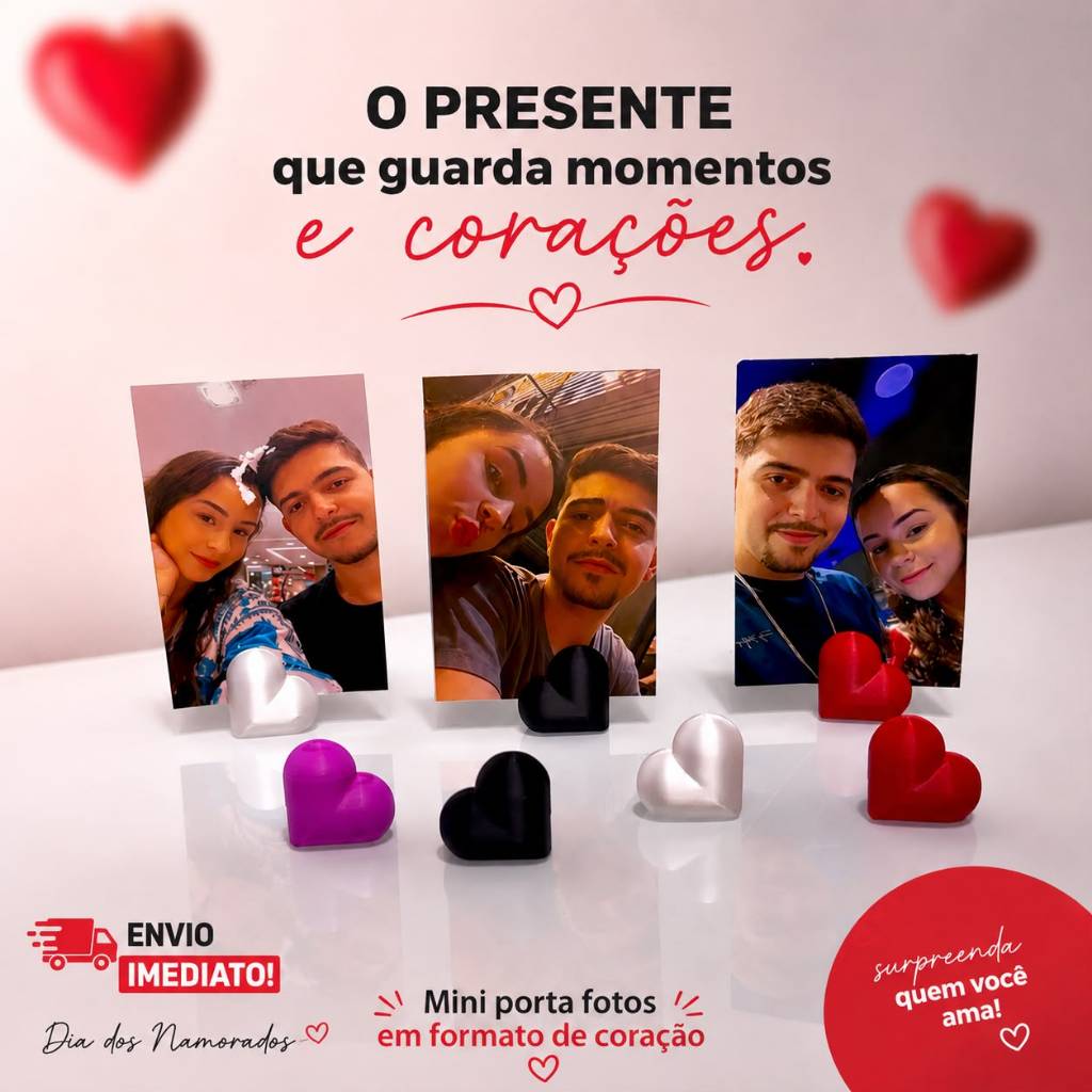 Mini Suporte Fotos Coracao Porta Retrato Presente Namorados Lembrancinha Casal Romantico Recados Enfeite Decorativo Mesa